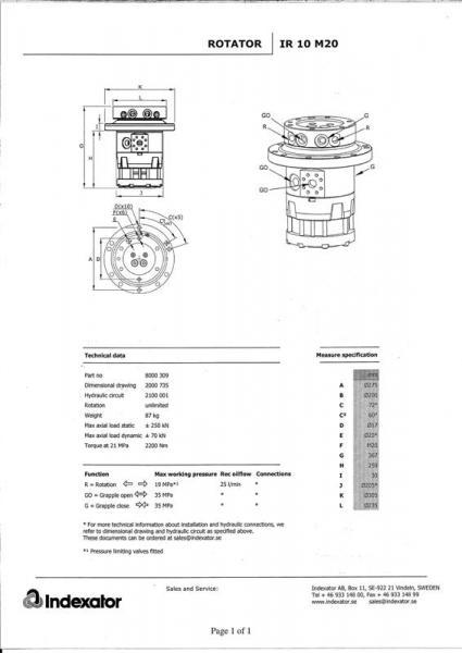 Rotator Indexator IR 10 M20